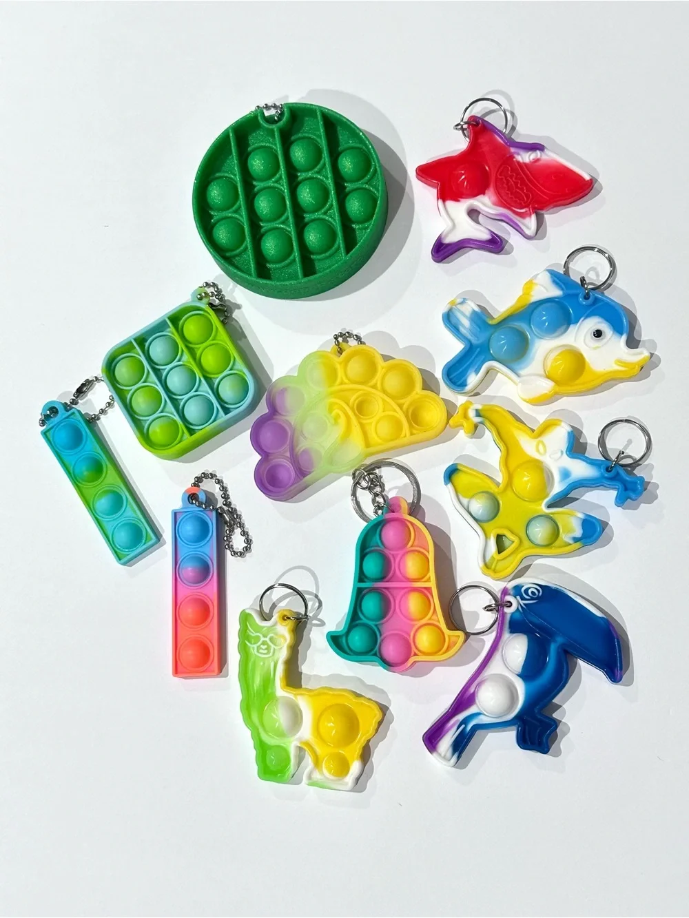 Fidget Pop It Keychain Bundle Lot of 11